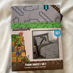 Minecraft pickaxe print Twin sheet set (polyester)